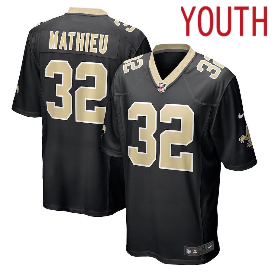 Youth New Orleans Saints #32 Tyrann Mathieu Nike Black Game NFL Jersey